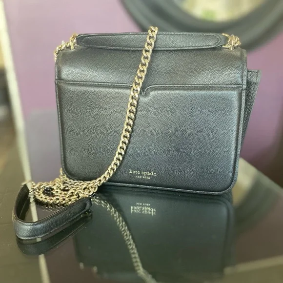 Kate Spade Black Crossbody Bag with Gold Chain - Picture 2 of 5